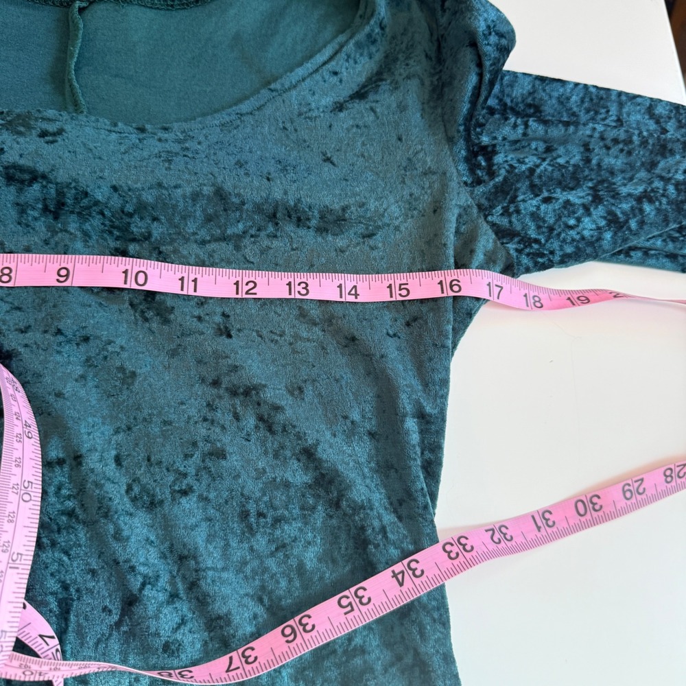 VTG 90s Grunge All That Jazz Green Crushed Velvet Long Sleeve Mini Dress S - Picture 7 of 9